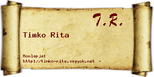 Timko Rita névjegykártya